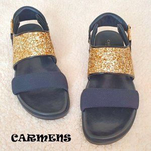 EUC Carmens Leather And Glitters Chunky Sandals
